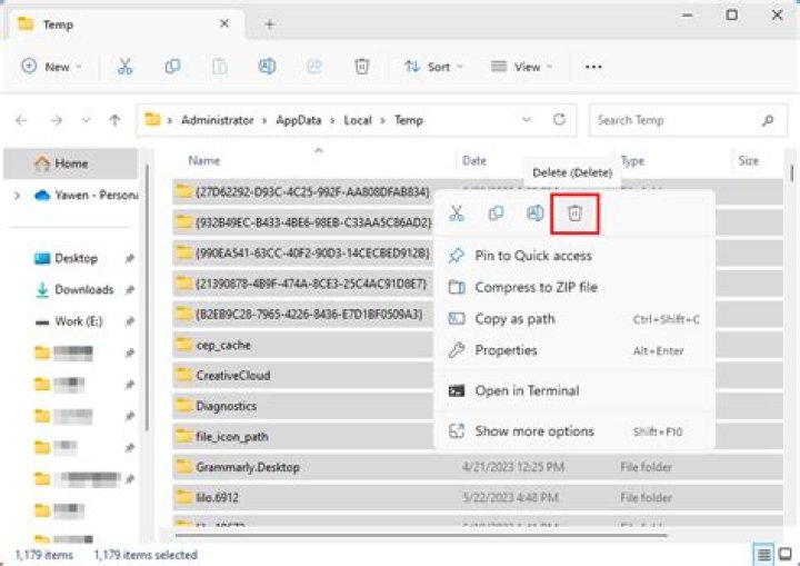 Can I delete AppData local temp?