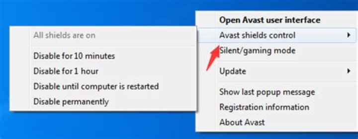 How do I disable Avast 2018?