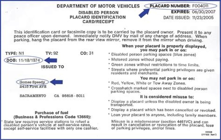 How do I get a temporary handicap placard in California?