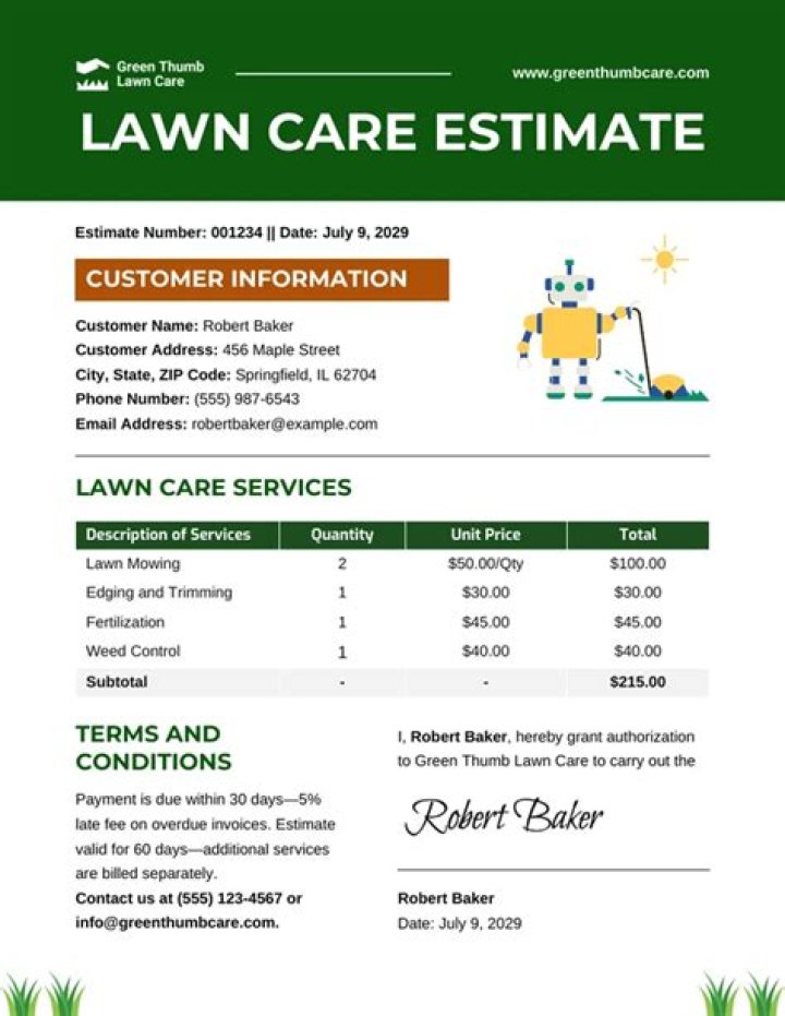 How do you estimate a lawn mowing job?