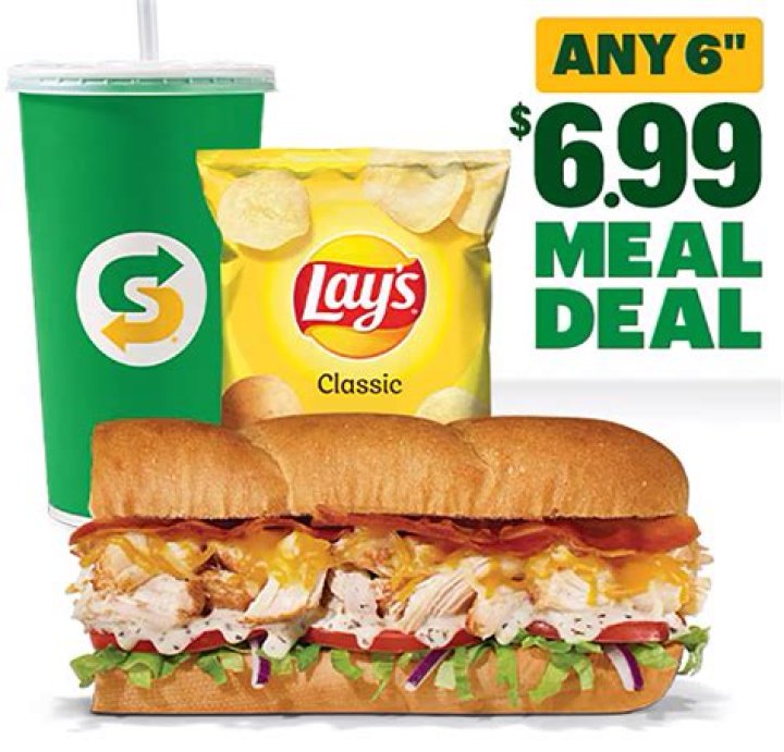How much does a Subway 6 inch meal cost?