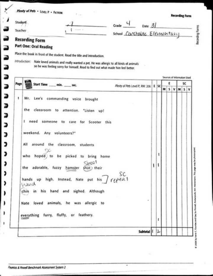 What are miscues in a running record?