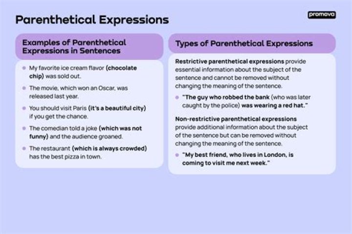 What are the types of parenthetical expression?