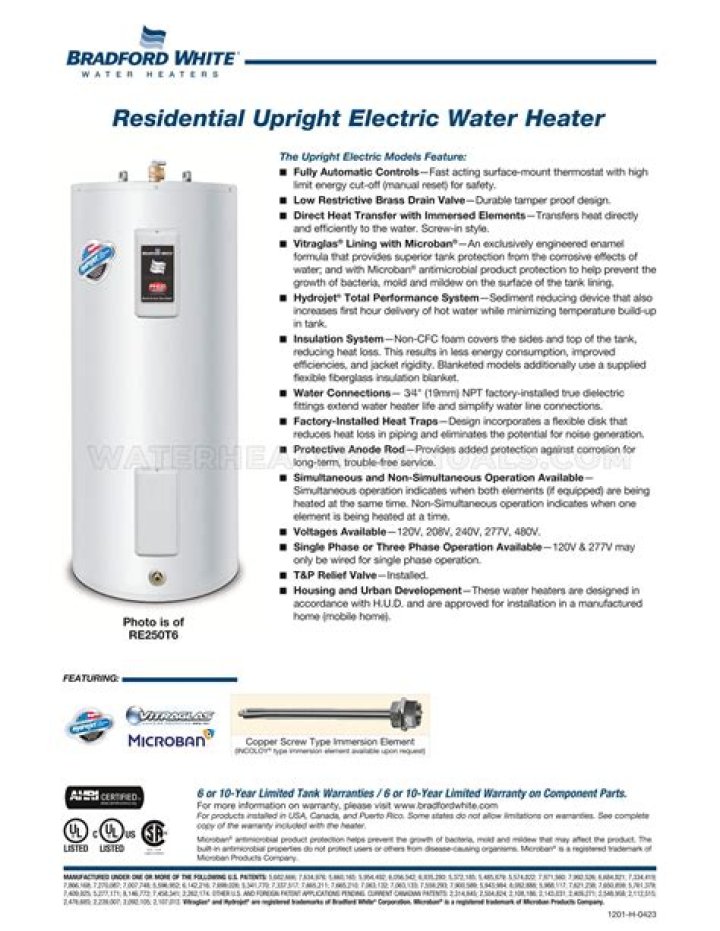 What is the warranty on a Bradford White water heater?