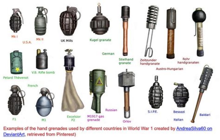 When was the stick grenade invented?