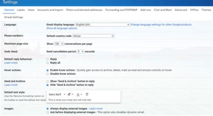 Where is settings in Gmail?